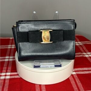 Salvatore Ferragamo Vintage Black Leather Pouch